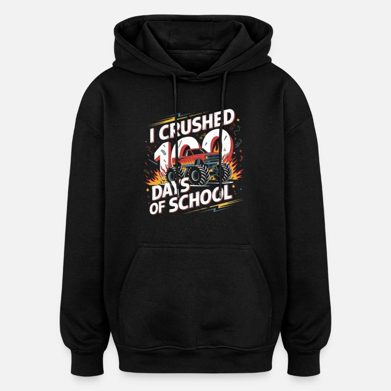 Monster Truck : 100 jours d’école - Sweat à capuche oversize unisexe - noir