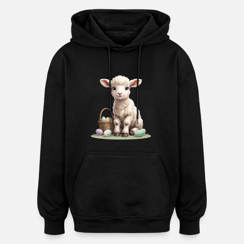 Pastell Lamm mit Ostereiern - Oversized Unisex Hoodie - Schwarz