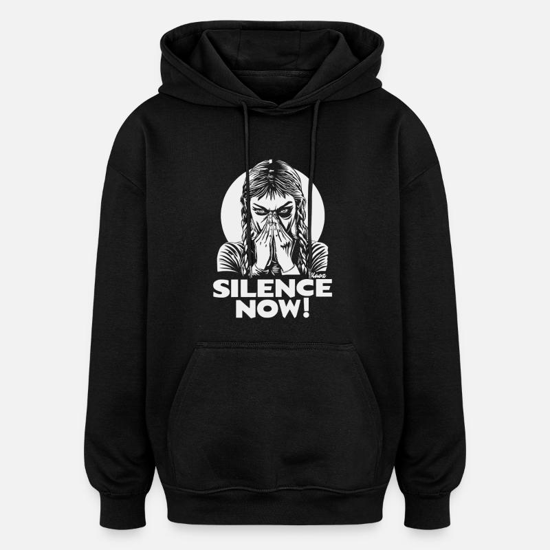 Silence Now Face Emblem - Oversized Unisex Hoodie - Schwarz