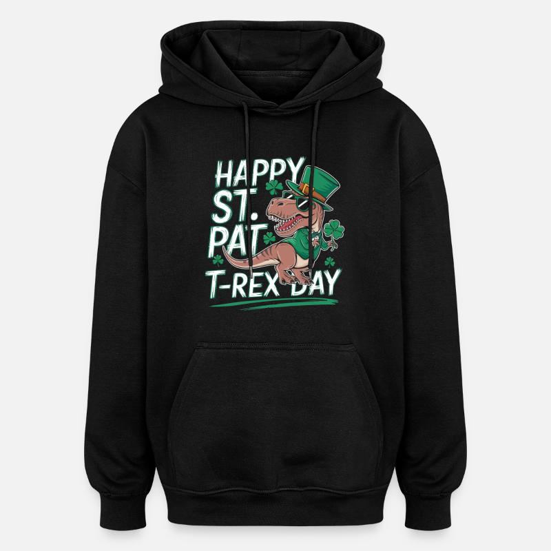 Chapeau de T-Rex de Saint-Patrick - Sweat à capuche oversize unisexe - noir