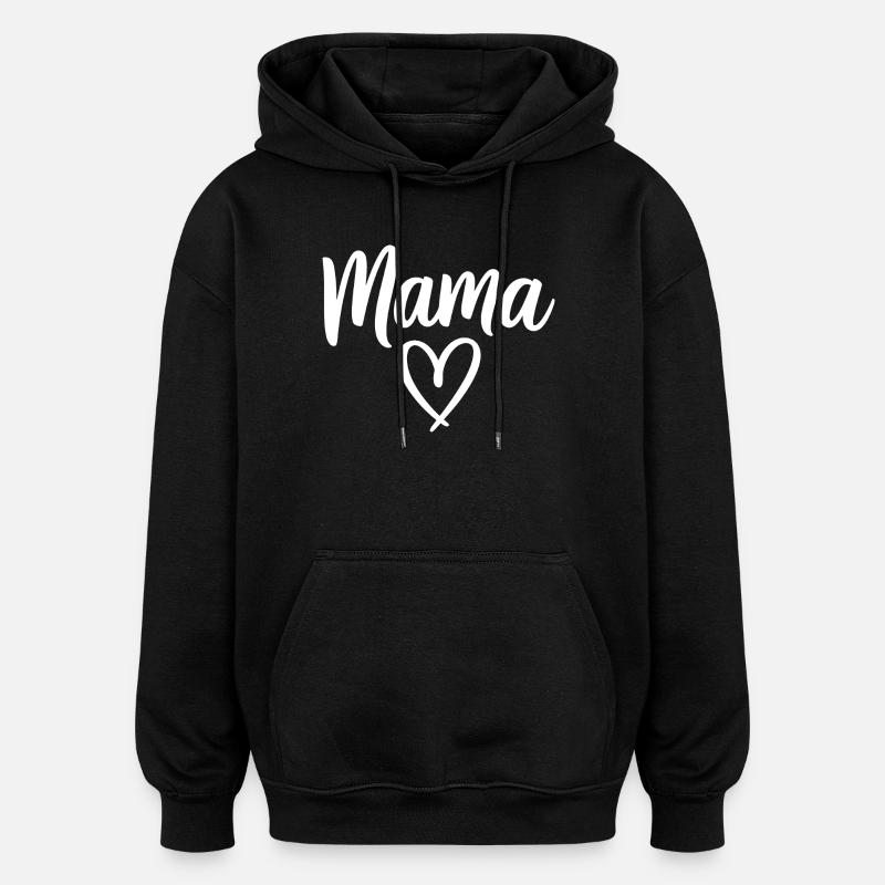 Mama Heart Script Handwritten Love - Oversized Unisex Hoodie - black