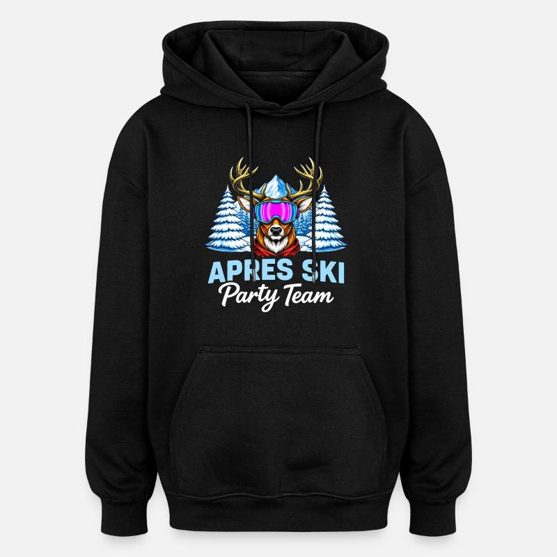 Après Ski Party Team Hirsch - Sweat à capuche oversize unisexe - noir