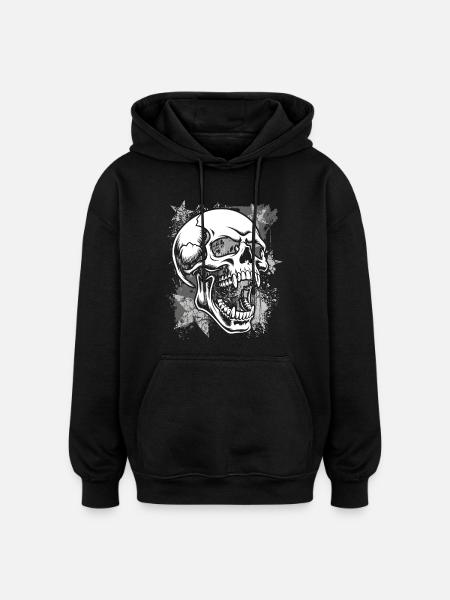 Grunge Skull Paint Splash - Oversized Unisex Hoodie - black