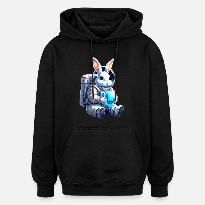 Astronaut Easter Bunny Space Egg - Oversized Unisex Hoodie - black