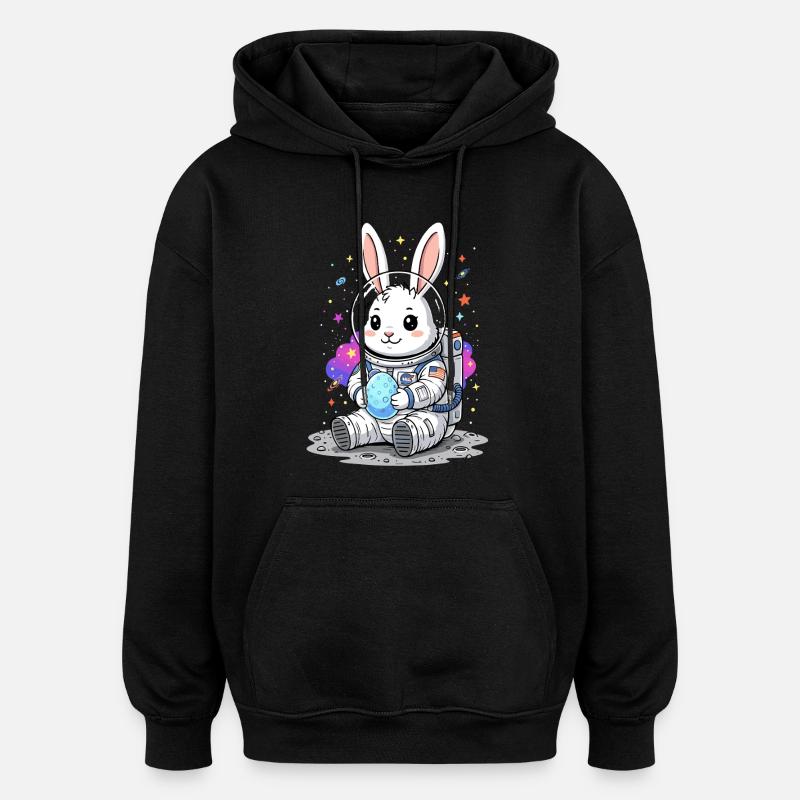 Astronaut Easter Bunny Space - Oversized Unisex Hoodie - black