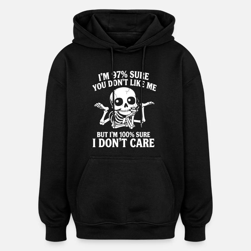 Attitude squelette Je m’en fiche - Sweat à capuche oversize unisexe - noir