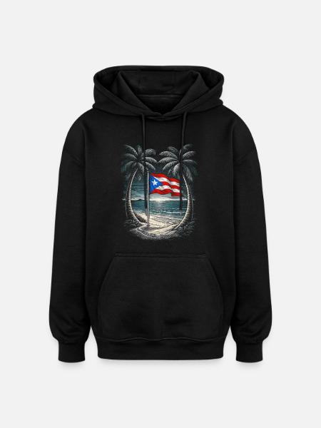 Puerto Rico Boricua - Oversized Unisex Hoodie - black