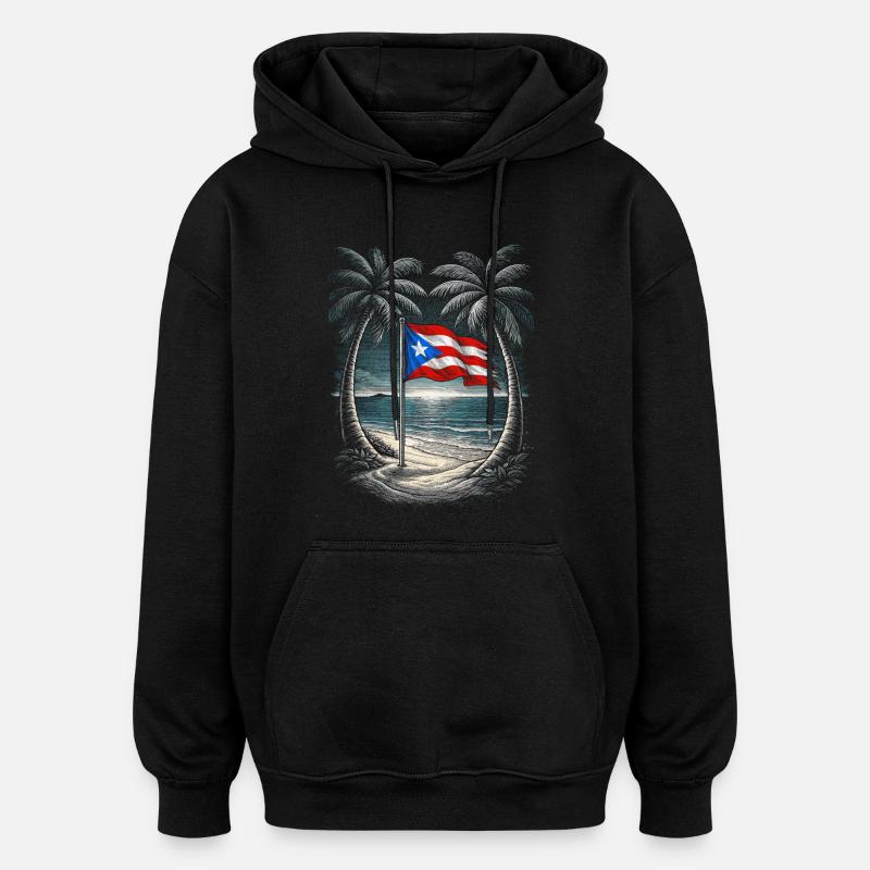 Porto Rico Boricua - Sweat à capuche oversize unisexe - noir