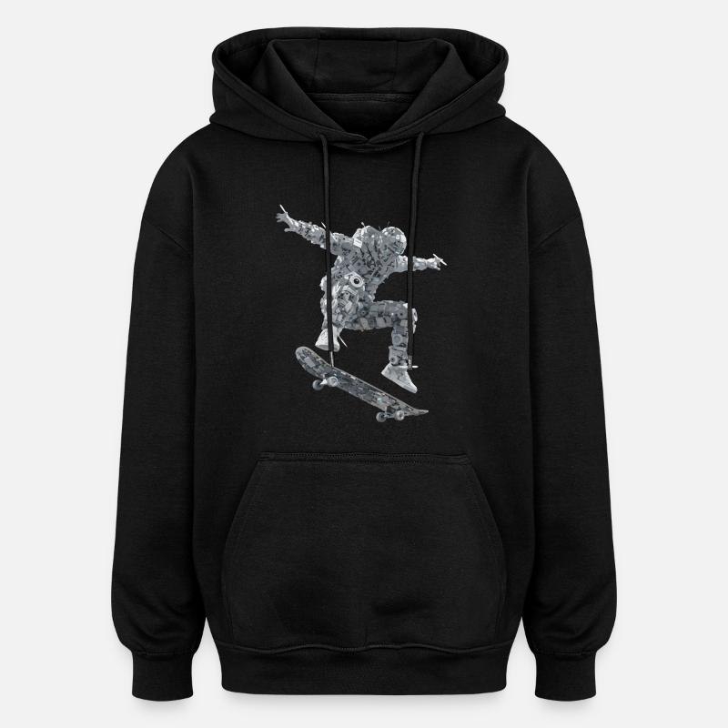 Skateboard Robot - Oversize unisex hoodie - sort