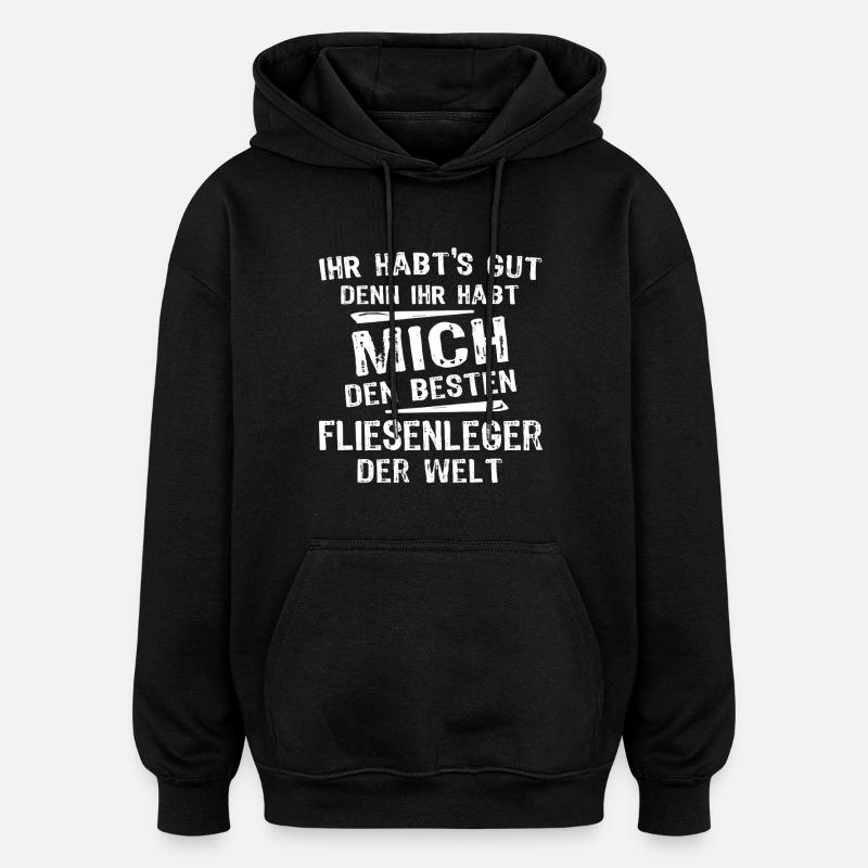Fliesenleger - Oversized Unisex Hoodie - Schwarz