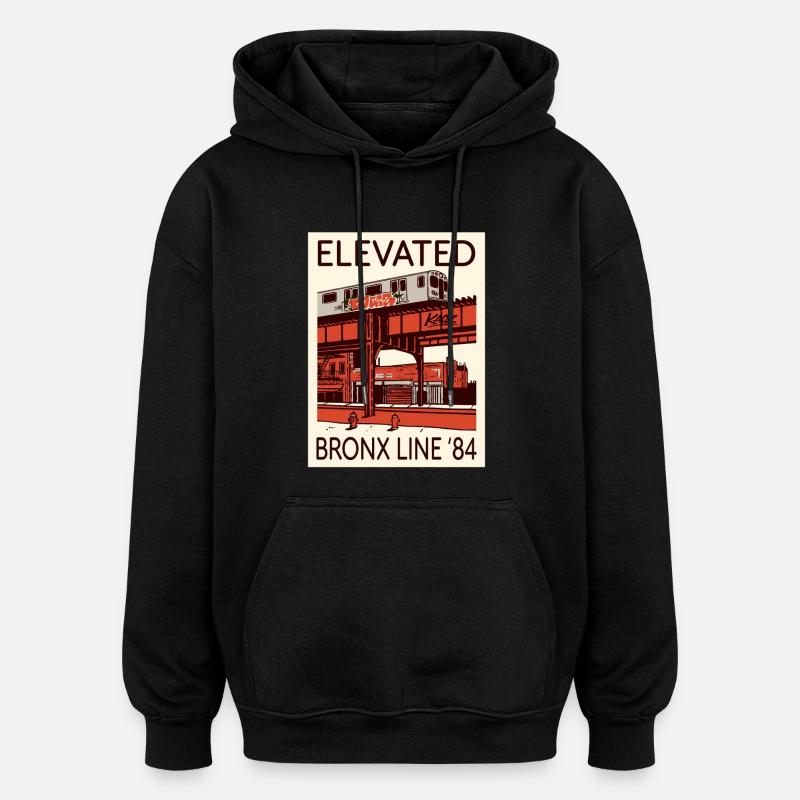 Elevated Bronx Line 84 Graphic - Oversized Unisex Hoodie - black