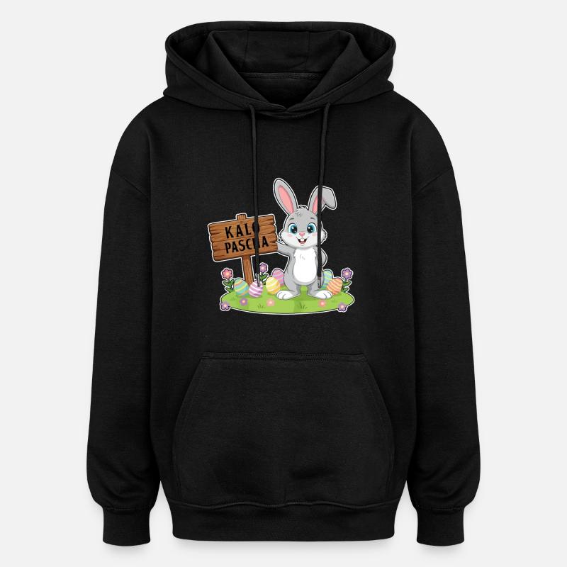 Pâques grec Kalo Pascha Joyeuses Pâques - Sweat à capuche oversize unisexe - noir