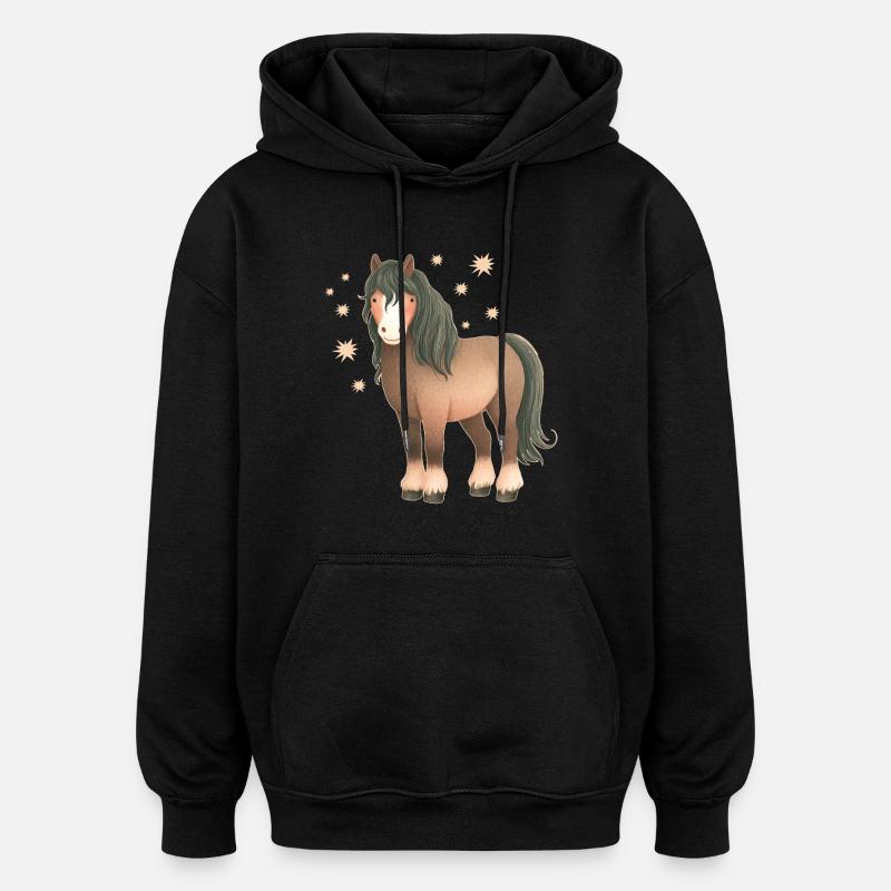 Cheval avec des étoiles - Sweat à capuche oversize unisexe - noir