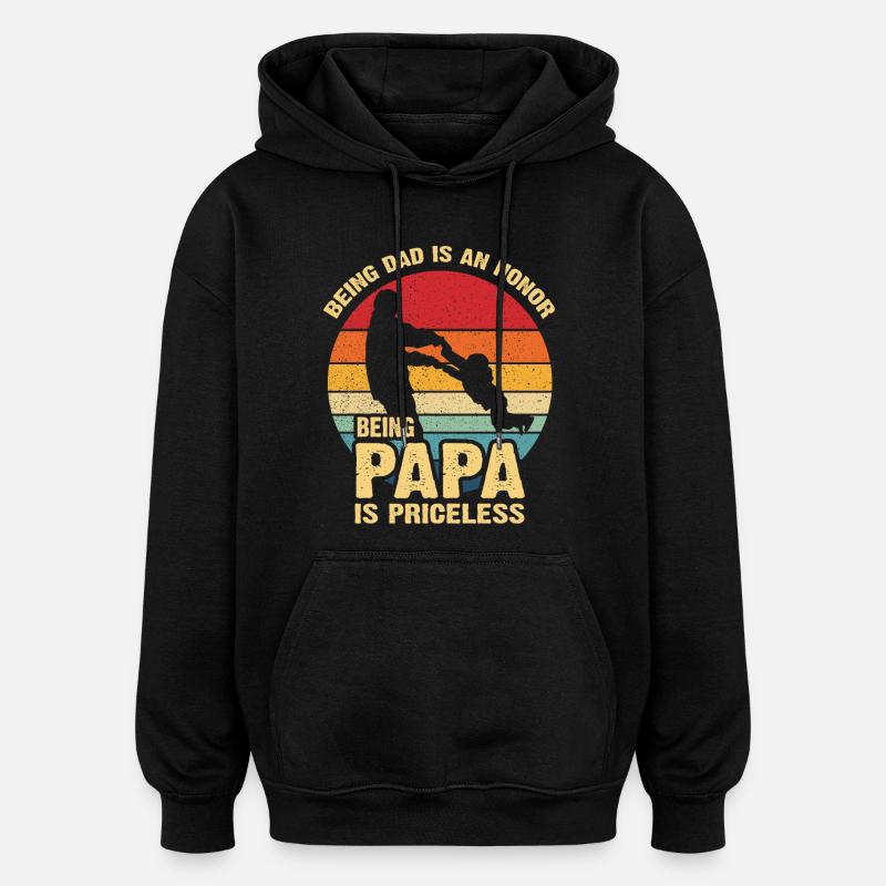 Papa Pride Sunset Rétro - Sweat à capuche oversize unisexe - noir