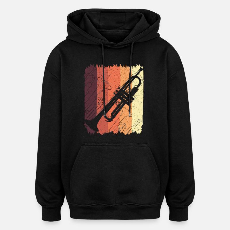 Trumpet Graffiti on Sunset Stripes - Oversized Unisex Hoodie - black