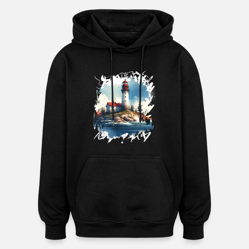 Leuchtturm - Oversized Unisex Hoodie - Schwarz