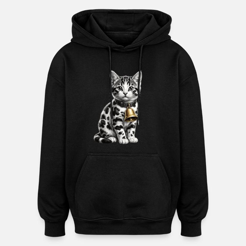 Funny Mixed Cat Cow Pattern - Oversized Unisex Hoodie - black