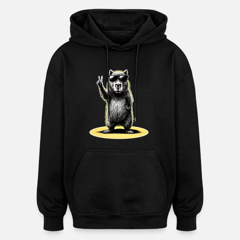 Capybara Peace - Oversized Unisex Hoodie - black