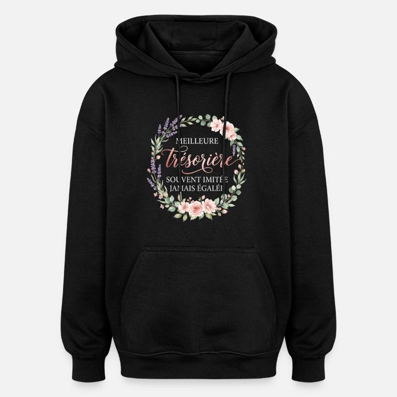 Métier Meilleur Trésorière Fleurs - Sweat à capuche oversize unisexe - noir