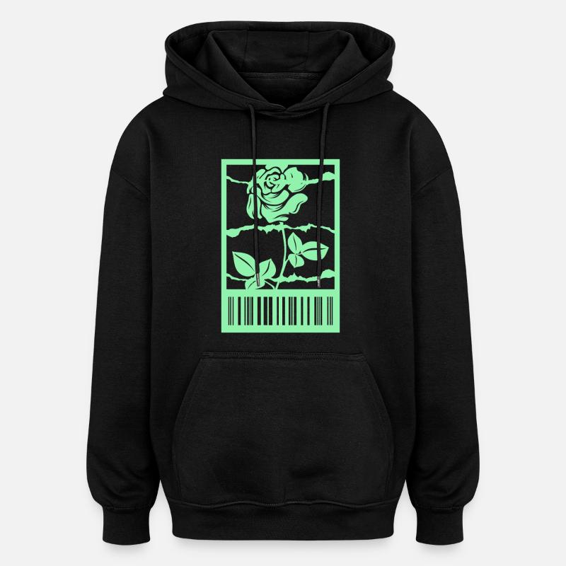Gothic Rose Stacheldraht Strichcode Urban Style - Oversized Unisex Hoodie - Schwarz