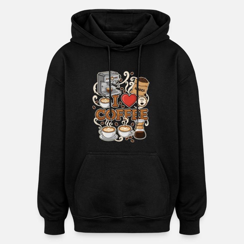 J’adore le barista du café - Sweat à capuche oversize unisexe - noir