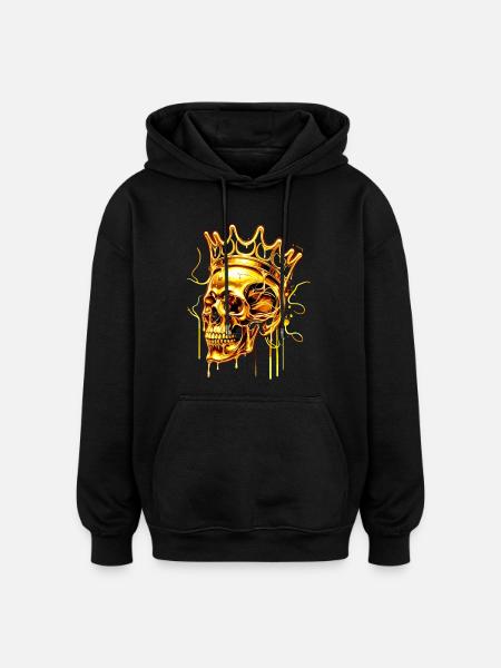 Golden Melting Skull Crown - Oversized Unisex Hoodie - black