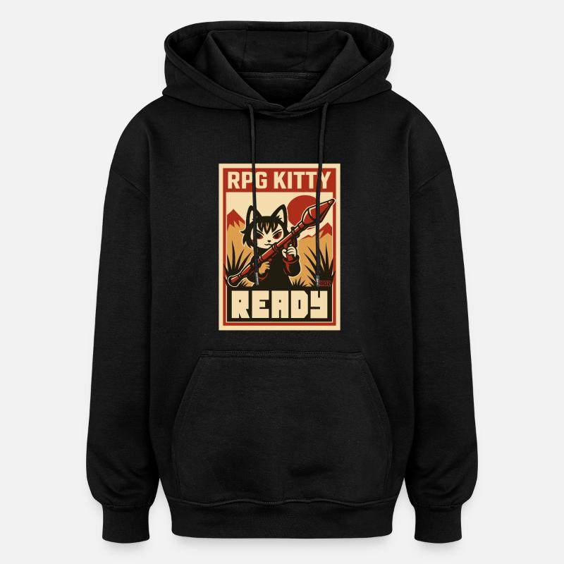RPG Kitty Ready Poster - Oversized Unisex Hoodie - black