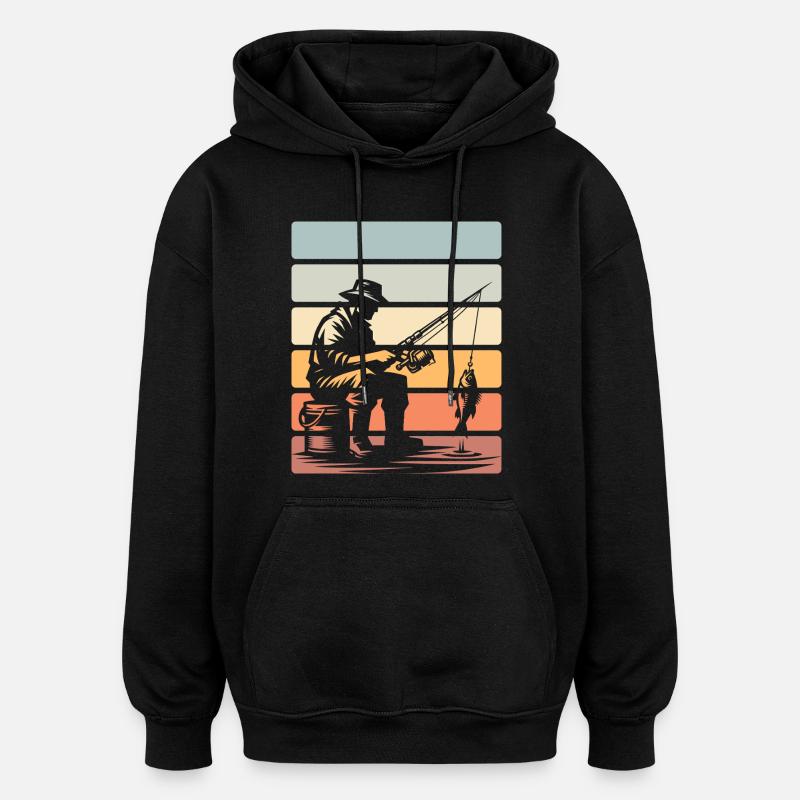 Pêcheurs à la ligne - Sweat à capuche oversize unisexe - noir