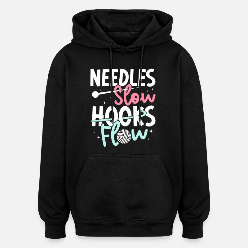 Crochet Hooks Flow Crocheter - Oversized Unisex Hoodie - black