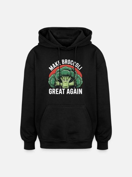 Vegan Vegetable T-Shirt Broccoli - Oversized Unisex Hoodie - black