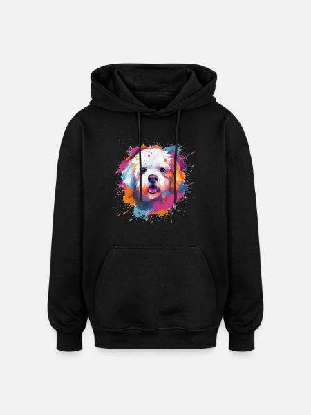 Bichon Fris Bunte Hundesplash-Kunst - Oversized Unisex Hoodie - Schwarz
