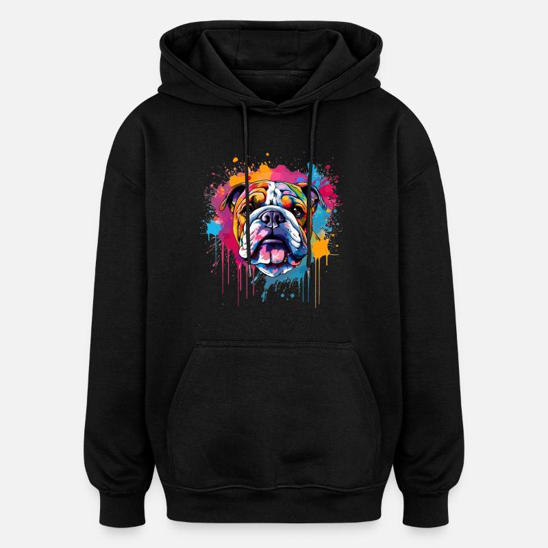 Bunte Hunde-Spritzkunst-Bulldogge - Oversized Unisex Hoodie - Schwarz