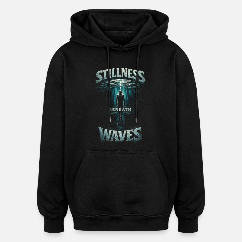 Apnoetauchen Freitauchen Stillness Beneath Waves - Oversized Unisex Hoodie - Schwarz