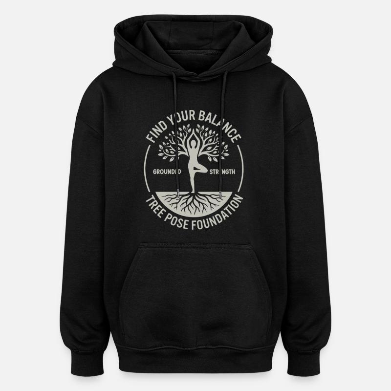 Yoga : Trouvez votre équilibre : pleine conscience - Sweat à capuche oversize unisexe - noir
