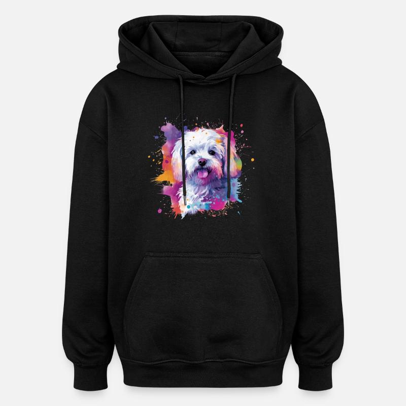 Maltesische bunte Hunde-Splash-Kunst - Oversized Unisex Hoodie - Schwarz
