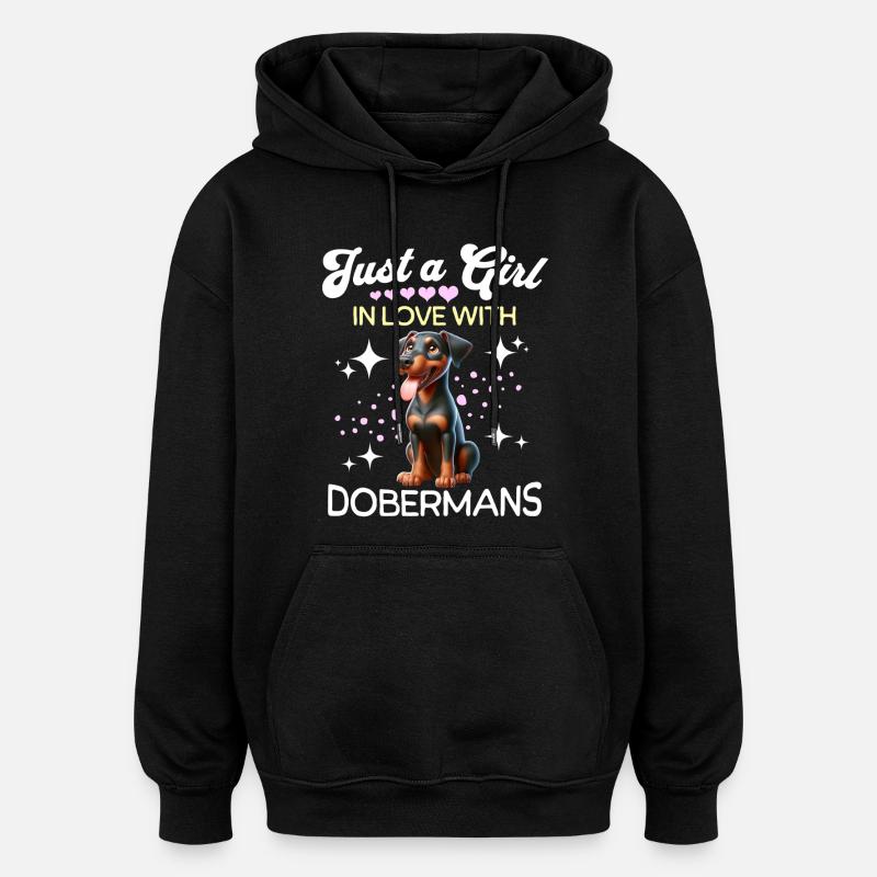 Dobermann Mädchen - Oversized Unisex Hoodie - Schwarz