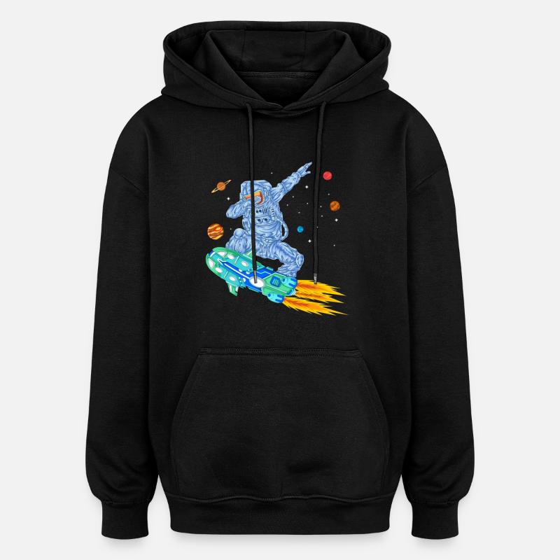 T-shirt spatial Astronaute en hoverboard - Sweat à capuche oversize unisexe - noir