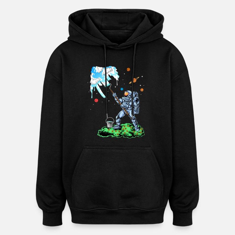 Astronauten-Mal-Raumhemd - Oversized Unisex Hoodie - Schwarz