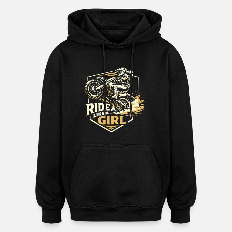 Roulez comme une fille - Sweat à capuche oversize unisexe - noir