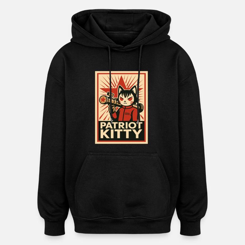 Patriot Kitty Raketenkunst - Oversized Unisex Hoodie - Schwarz