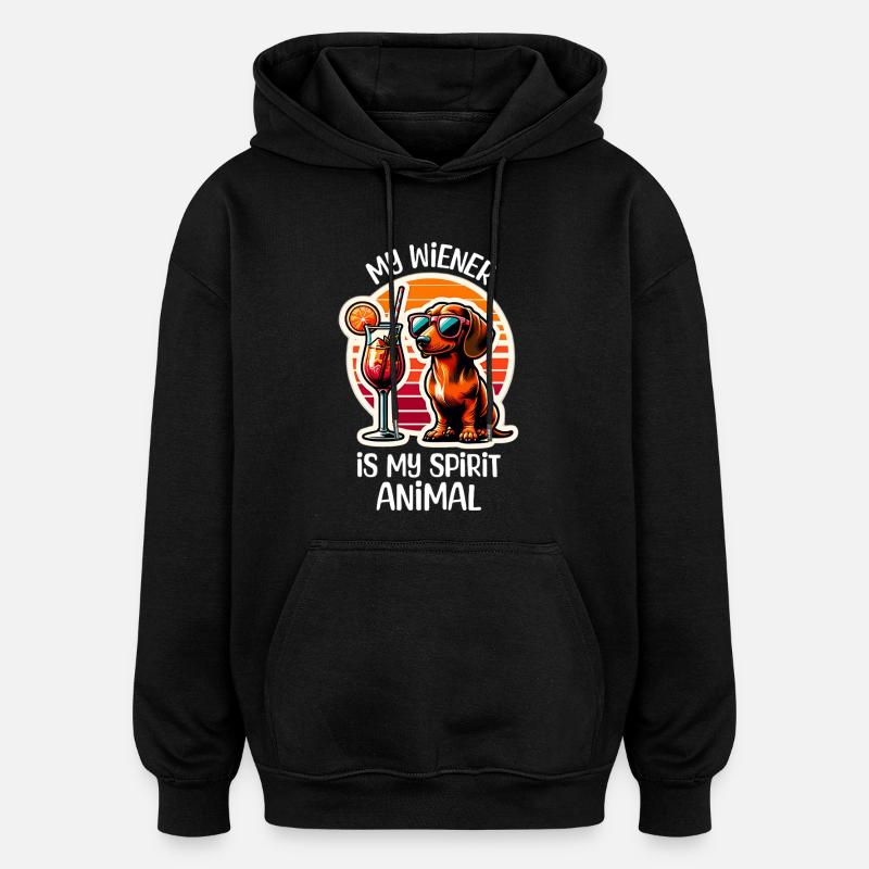 Cocktail teckel - Sweat à capuche oversize unisexe - noir