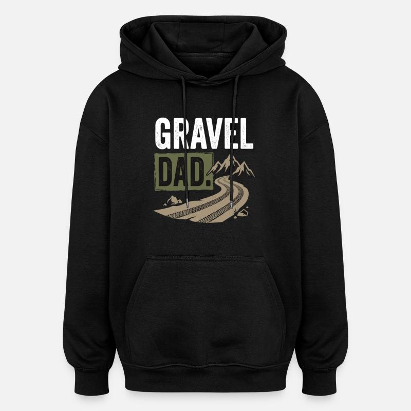 Papa de gravier Vélo Papa tout-terrain - Sweat à capuche oversize unisexe - noir