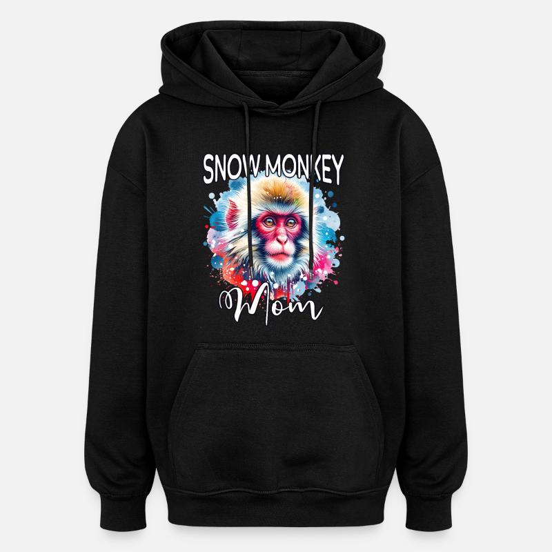 Snow Monkey Mom - Oversized Unisex Hoodie - black