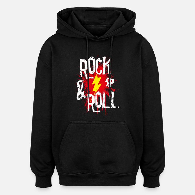 Rock and roll - Sweat à capuche oversize unisexe - noir