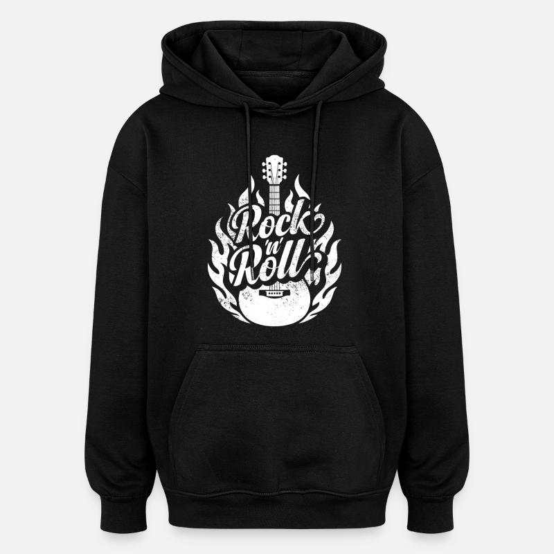 Rock and Roll - Oversized Unisex Hoodie - black