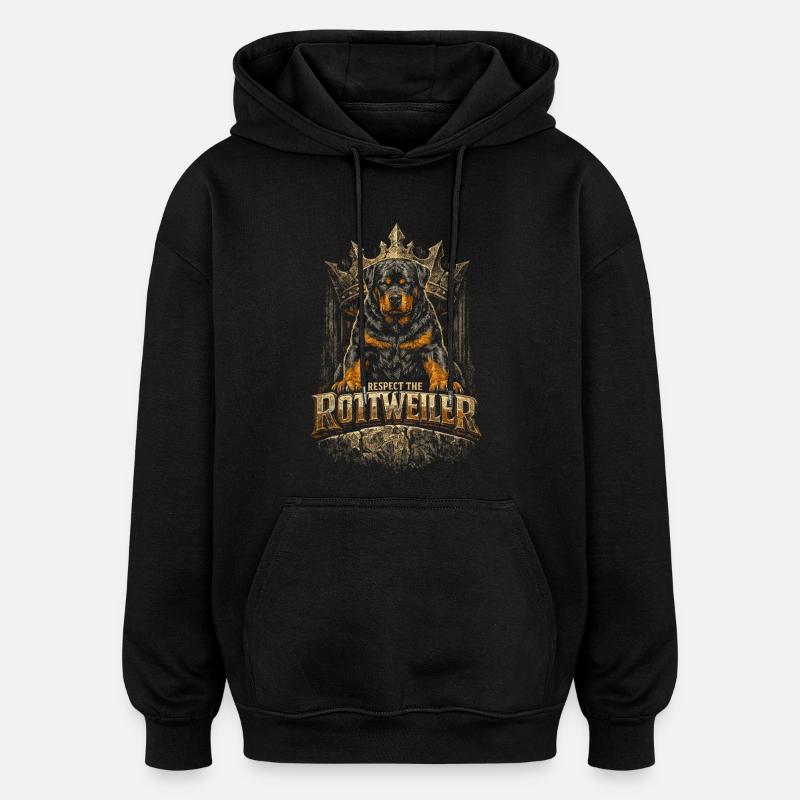 Respectez le chien rottweiler - Sweat à capuche oversize unisexe - noir