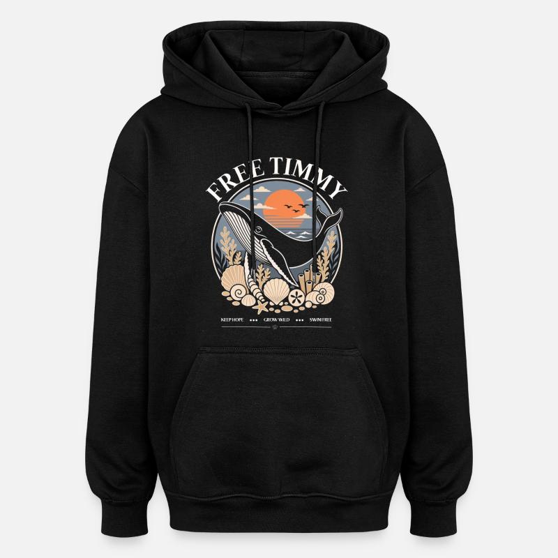 Buckelwal Timmy Hope Statement Merch - Oversized Unisex Hoodie - Schwarz