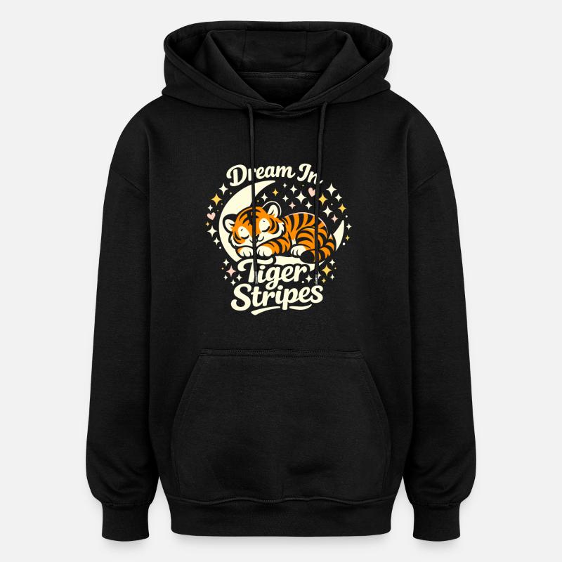 Tigre de rêve - Sweat à capuche oversize unisexe - noir