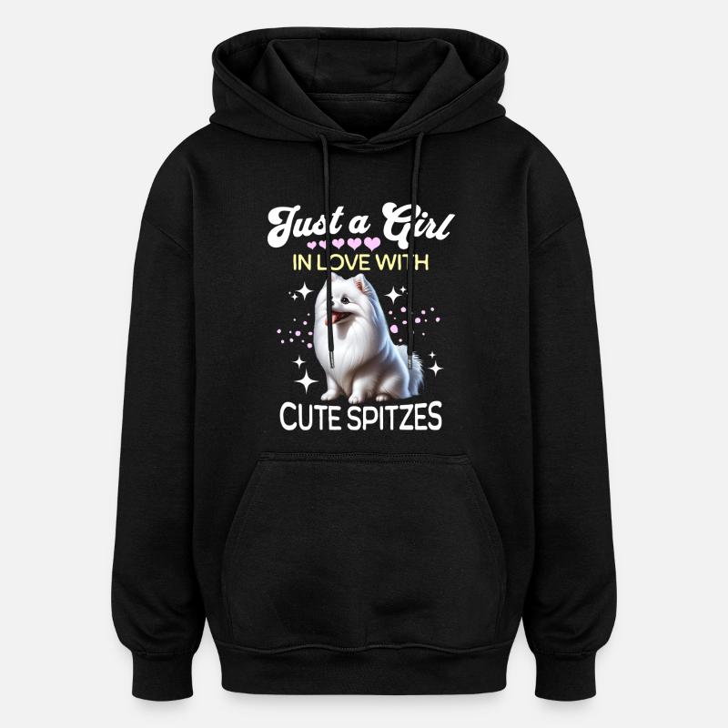 Spitz Zwergspitz Mädchen - Oversized Unisex Hoodie - Schwarz