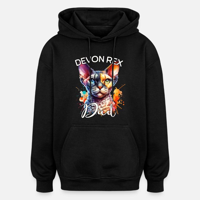 Papa Devon Rex - Sweat à capuche oversize unisexe - noir